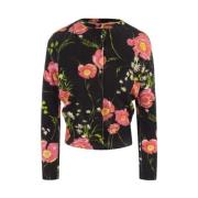 Sort Poppy Printet Kort Cardigan