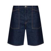 Marineblå Denim Shorts med Justerbart Spenne