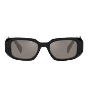 Rektangulære solbriller med svart ramme og grå Multilayer linser