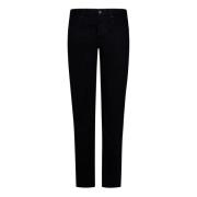 Slim Fit Svarte Jeans med Dekket Frontlukking