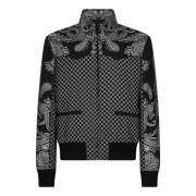 Sort nylon bomberjakke med Mini Monogram og Paisley print