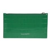 Grønn Flat Zip Lommebok med Kortspor