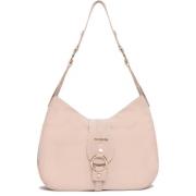 Beige Hobo Veske med Ekte Skinn