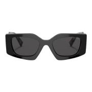 Uregelmessige firkantede solbriller med mørkegrå linser