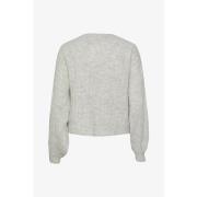 Grå Loose Knit Cardigan med Eksponerte Skuldre