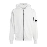 Lett Fleece Zip Hettegenser Hvit