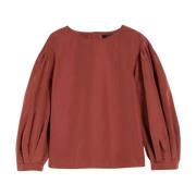 Taffeta Crew Neck Bluse