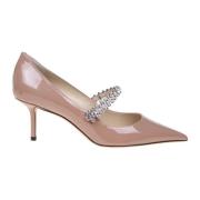 Nude Patent Skinn Krystall Mules