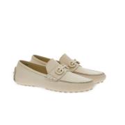 Beige Gancini Plaque Skinnloafers