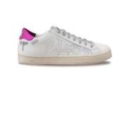 Hvite Sneakers med Lys Fuchsia Hæl