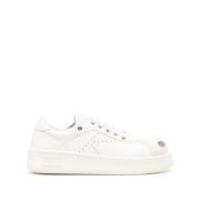 Hvite Lave Skinn Sneakers