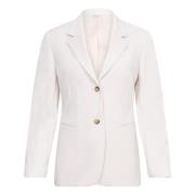 Beige Blazer med Notch Revers