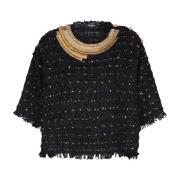 Brodert tweed crop top