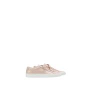 Blush skinn sneakers med hvit såle