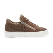 Elegant Brun Lukkede Flate Sneakers