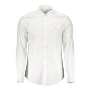 Hvit Bomullsskjorte med Smal Passform