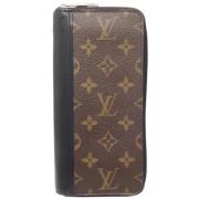 Pre-owned Brunt lerret Louis Vuitton lommebok