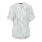 Metallisk Detalj V-Hals Bluse Summer Sky