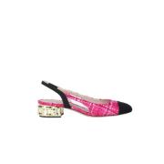 Fuchsia Slingback Sandaler Tweed Gullfarget