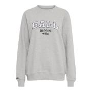 Lys Grå Sweatshirt med Brodert Logo