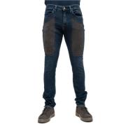 Slim Fit 5-Lomme Jeans med Grå Alcantara® Lapp