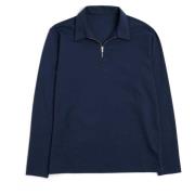 Navy Halfzip Polo Langarmet