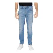 Blå Plain Jeans med Glidelås Lukking