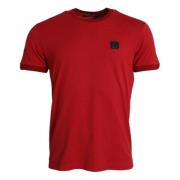 Rød Logo Patch Bomull T-skjorte