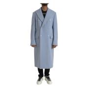 Lys Blå Lang Trench Coat Jakke