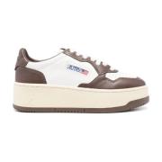 Hvite Skinn Platform Sneakers