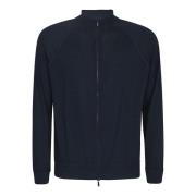 Blå Merinoull Zip Cardigan