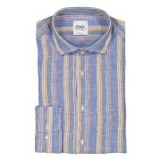 Navy Blue Stripe Basic Slim Shirt