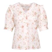 Hvit Rose Print Hera Bluse