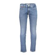 Slim Fit Broderte Jeans med Vasket Effekt