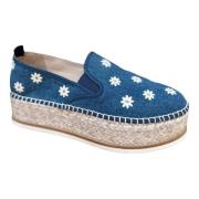 Denim Blomst Slip-On Sko