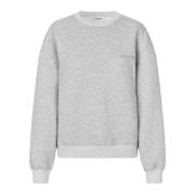 Grå Melange Sweatshirt med Ribbede Detaljer