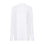 Hvit Bomullsskjorte med Plissedetaljer
