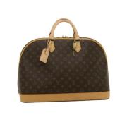 Pre-owned Brunt lerret Louis Vuitton veske