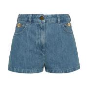 Denim Shorts med Metallic Detaljer