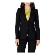 Svart Knapp-Front Revers Blazer Kvinner