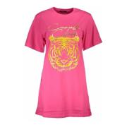 Rosa Logo Print Bomull T-skjorte