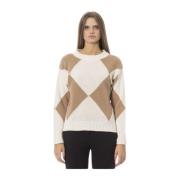 Beige Boat Neck Wool Sweater