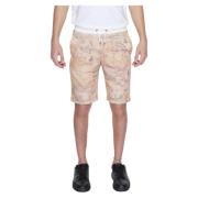 Beige Trykte Herreshorts med Lommer