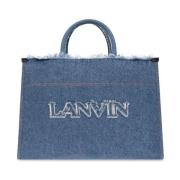 Blå Denim Tote Bag med Logo