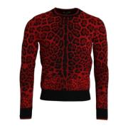 Leopard Crew Neck Pullover Sweater