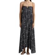 Calla Print Spaghetti Strap Maxi Kjole