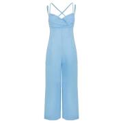 Jumpsuit i linblanding i Lyseblå Linen Blend Jumpsuit in Light Blue