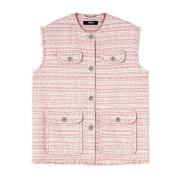 Hvit Rosa Tweed Frynsevest