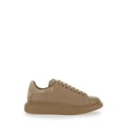 Beige Lave Top Sneakers Rund Tå