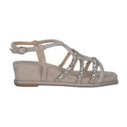 Flettet sandal med strass pynt